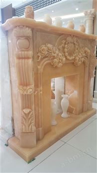 进口天然桔子玉石纯手工雕刻欧式壁炉架